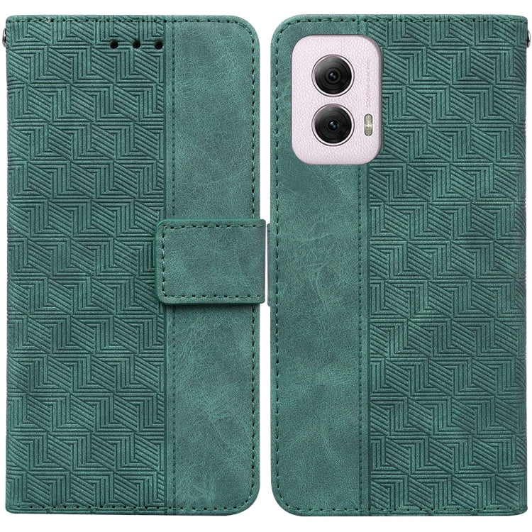 For Motorola Moto G Power 5G 2024 Geometric Embossed Leather Phone Case(Green) by buy2fix
