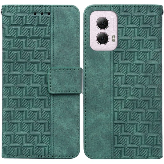 For Motorola Moto G Power 5G 2024 Geometric Embossed Leather Phone Case(Green) by buy2fix