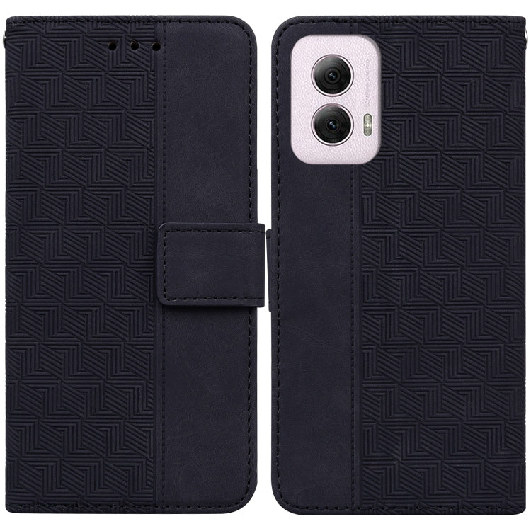 For Motorola Moto G Power 5G 2024 Geometric Embossed Leather Phone Case(Black) by buy2fix