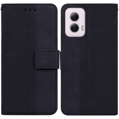 For Motorola Moto G Power 5G 2024 Geometric Embossed Leather Phone Case(Black) by buy2fix