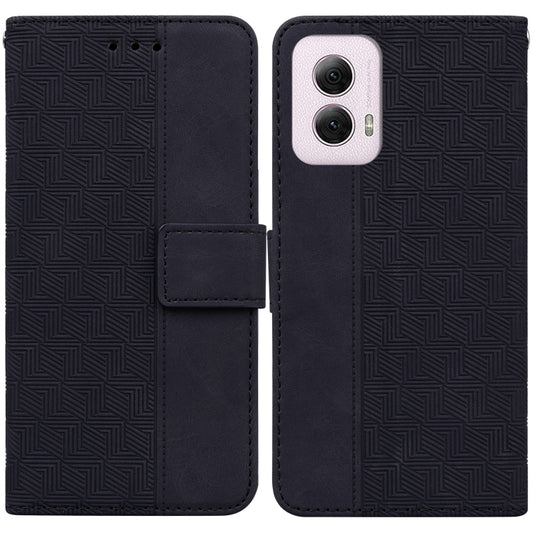For Motorola Moto G Power 5G 2024 Geometric Embossed Leather Phone Case(Black) by buy2fix