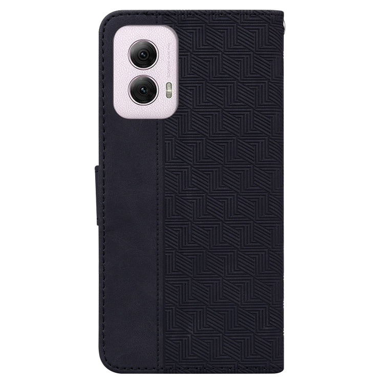 For Motorola Moto G Power 5G 2024 Geometric Embossed Leather Phone Case(Black) by buy2fix