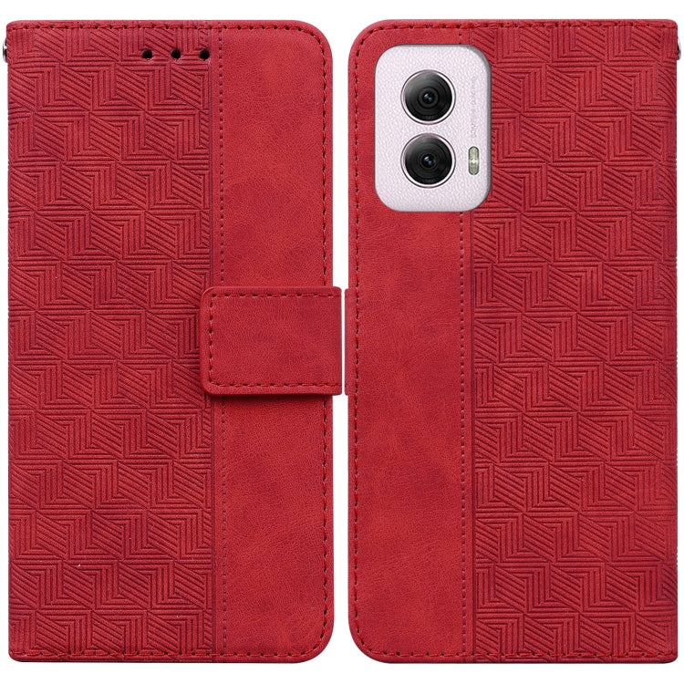 For Motorola Moto G Power 5G 2024 Geometric Embossed Leather Phone Case(Red) by buy2fix