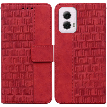 For Motorola Moto G Power 5G 2024 Geometric Embossed Leather Phone Case(Red) by buy2fix