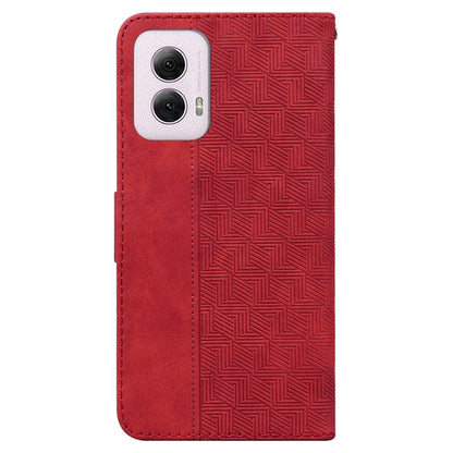 For Motorola Moto G Power 5G 2024 Geometric Embossed Leather Phone Case(Red) by buy2fix