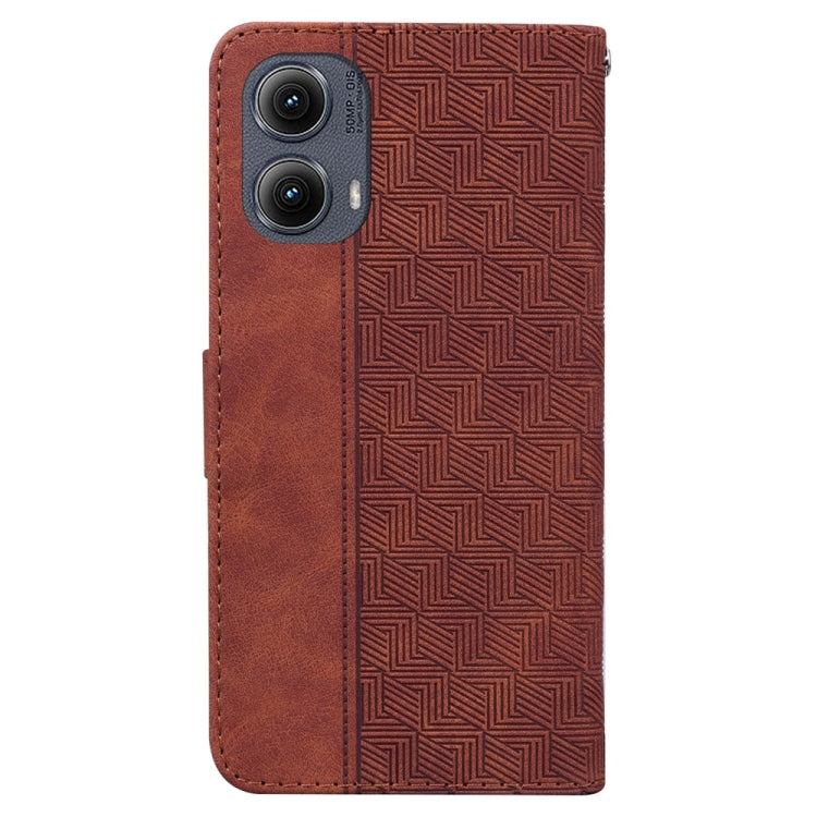 For Motorola Edge 2024 Geometric Embossed Leather Phone Case(Brown) by buy2fix