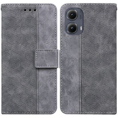 For Motorola Edge 2024 Geometric Embossed Leather Phone Case(Grey) by buy2fix