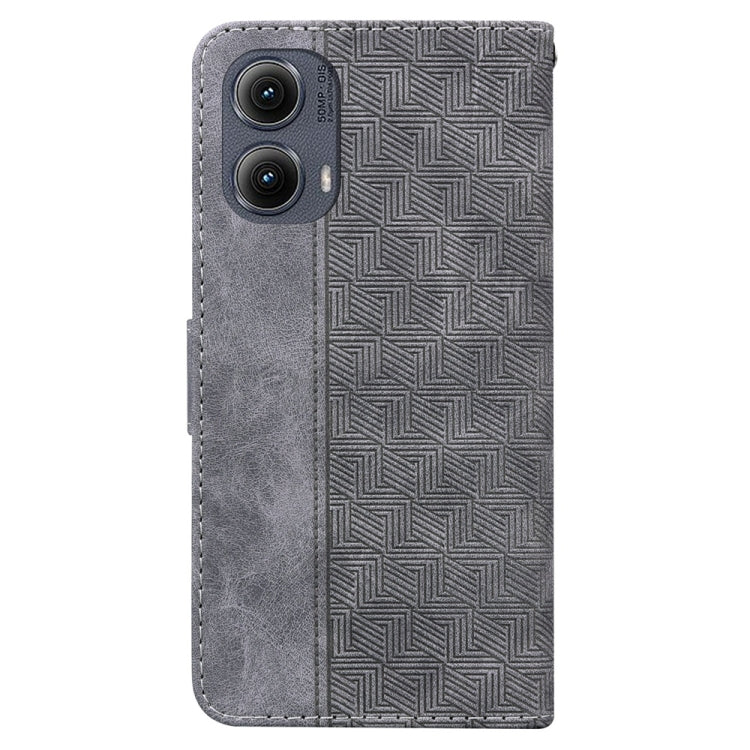 For Motorola Edge 2024 Geometric Embossed Leather Phone Case(Grey) by buy2fix