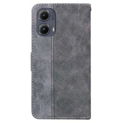 For Motorola Edge 2024 Geometric Embossed Leather Phone Case(Grey) by buy2fix