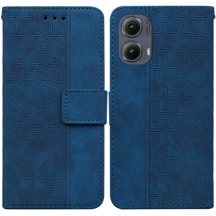 For Motorola Edge 2024 Geometric Embossed Leather Phone Case(Blue) by buy2fix