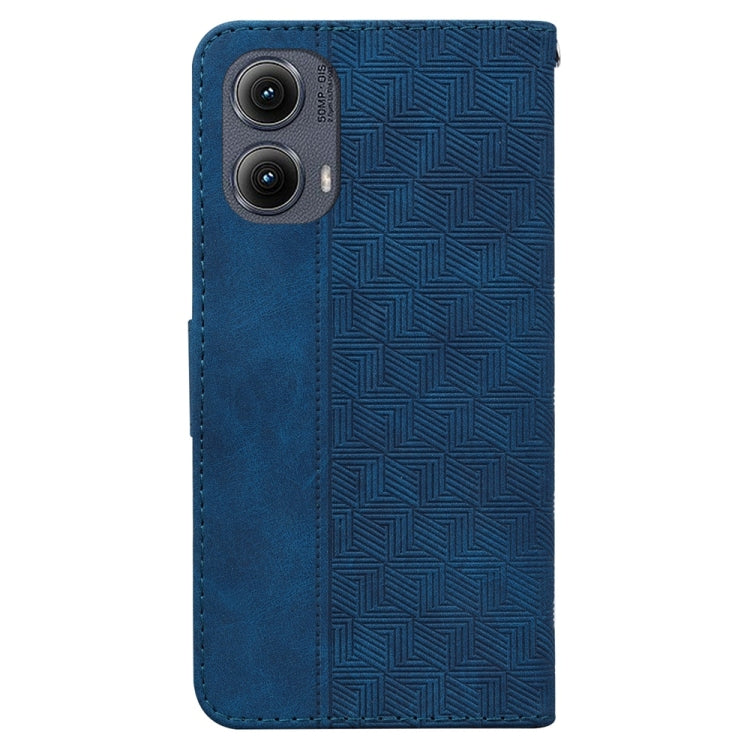 For Motorola Edge 2024 Geometric Embossed Leather Phone Case(Blue) by buy2fix