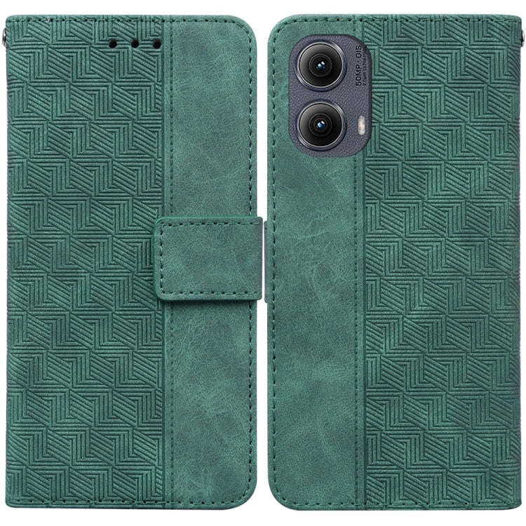 For Motorola Edge 2024 Geometric Embossed Leather Phone Case(Green) by buy2fix