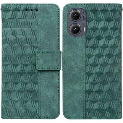 For Motorola Edge 2024 Geometric Embossed Leather Phone Case(Green) by buy2fix