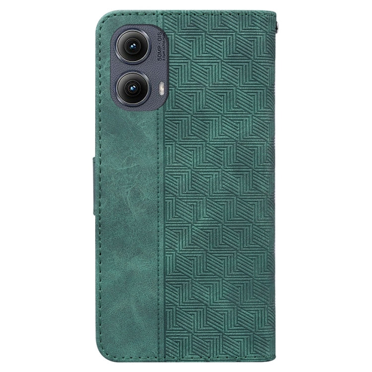 For Motorola Edge 2024 Geometric Embossed Leather Phone Case(Green) by buy2fix