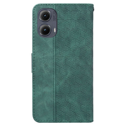 For Motorola Edge 2024 Geometric Embossed Leather Phone Case(Green) by buy2fix