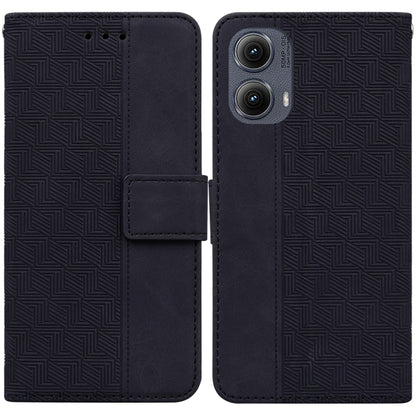 For Motorola Edge 2024 Geometric Embossed Leather Phone Case(Black) by buy2fix