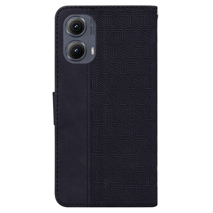 For Motorola Edge 2024 Geometric Embossed Leather Phone Case(Black) by buy2fix
