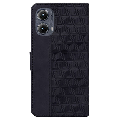For Motorola Edge 2024 Geometric Embossed Leather Phone Case(Black) by buy2fix