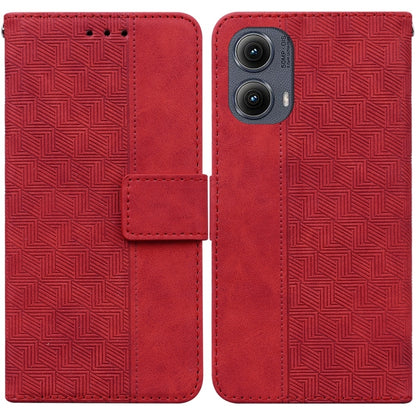 For Motorola Edge 2024 Geometric Embossed Leather Phone Case(Red) by buy2fix