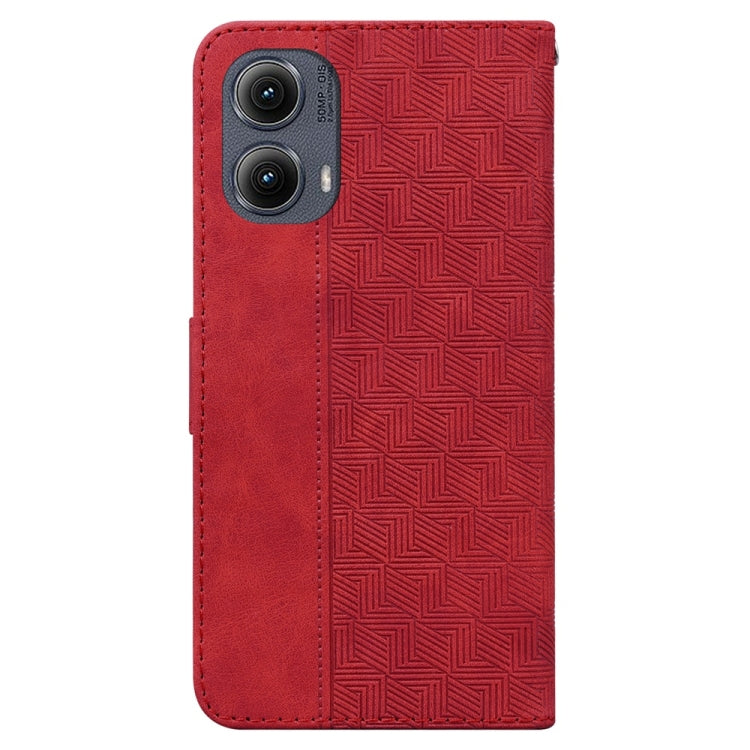 For Motorola Edge 2024 Geometric Embossed Leather Phone Case(Red) by buy2fix