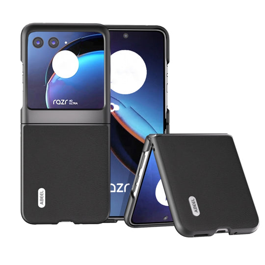 For Motorola Razr 40 Ultra ABEEL Haze Texture PU Phone Case(Black)