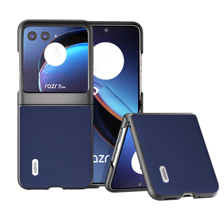 For Motorola Razr 40 Ultra ABEEL Haze Texture PU Phone Case(Dark Blue) - Motorola Cases by buy2fix | Online Shopping UK | buy2fix