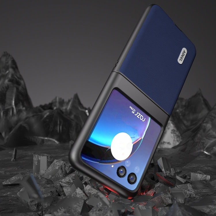 For Motorola Razr 40 Ultra ABEEL Haze Texture PU Phone Case(Dark Blue) - Motorola Cases by buy2fix | Online Shopping UK | buy2fix