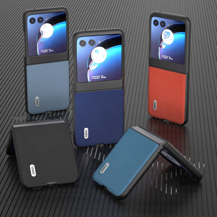 For Motorola Razr 40 Ultra ABEEL Haze Texture PU Phone Case(Dark Blue) - Motorola Cases by buy2fix | Online Shopping UK | buy2fix