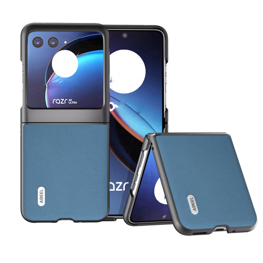 For Motorola Razr 40 Ultra ABEEL Haze Texture PU Phone Case(Sky Blue)