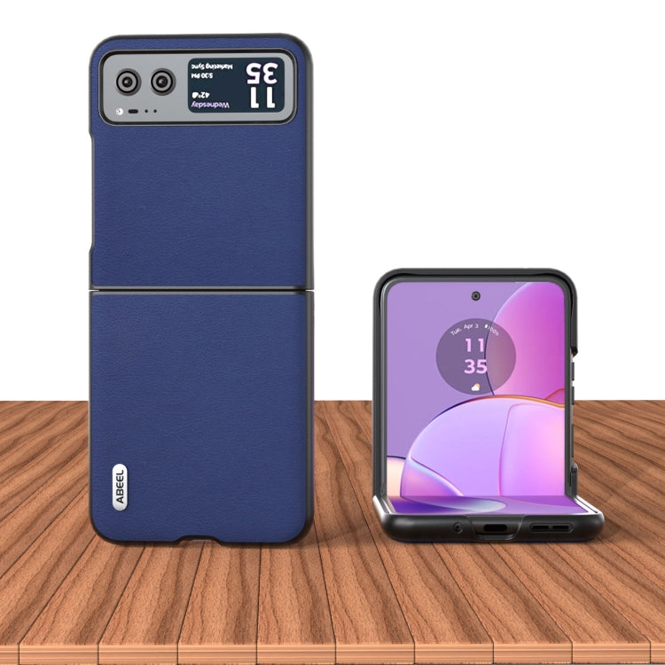 For Motorola Razr 40 ABEEL Haze Texture PU Phone Case(Dark Blue) - Motorola Cases by buy2fix | Online Shopping UK | buy2fix