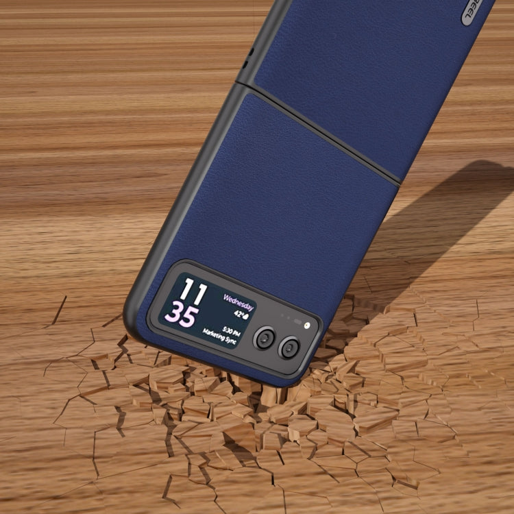 For Motorola Razr 40 ABEEL Haze Texture PU Phone Case(Dark Blue) - Motorola Cases by buy2fix | Online Shopping UK | buy2fix