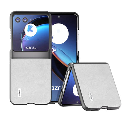 For Motorola Razr 40 Ultra ABEEL Dual Color Lichi Texture PU Phone Case(White) by buy2fix