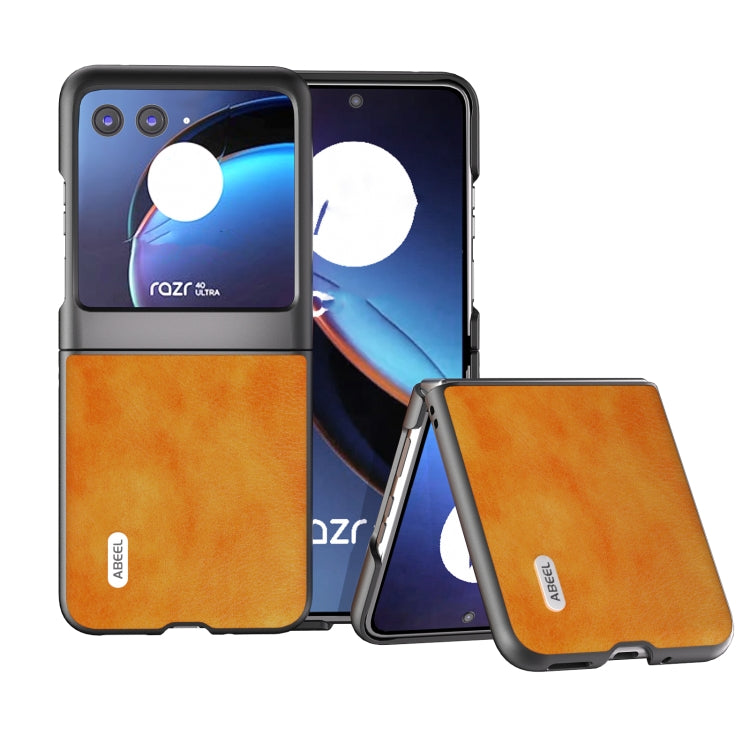For Motorola Razr 40 Ultra ABEEL Dual Color Lichi Texture PU Phone Case(Orange) - Motorola Cases by buy2fix | Online Shopping UK | buy2fix