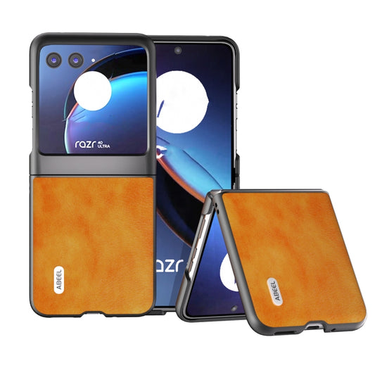 For Motorola Razr 40 Ultra ABEEL Dual Color Lichi Texture PU Phone Case(Orange) - Motorola Cases by buy2fix | Online Shopping UK | buy2fix