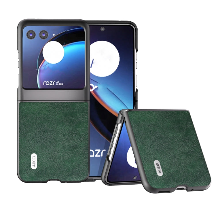 For Motorola Razr 40 Ultra ABEEL Dual Color Lichi Texture PU Phone Case(Green) - Motorola Cases by buy2fix | Online Shopping UK | buy2fix
