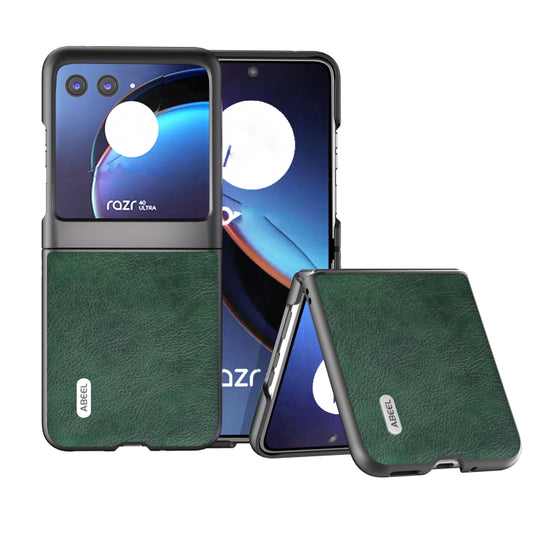 For Motorola Razr 40 Ultra ABEEL Dual Color Lichi Texture PU Phone Case(Green) - Motorola Cases by buy2fix | Online Shopping UK | buy2fix
