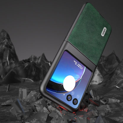 For Motorola Razr 40 Ultra ABEEL Dual Color Lichi Texture PU Phone Case(Green) - Motorola Cases by buy2fix | Online Shopping UK | buy2fix