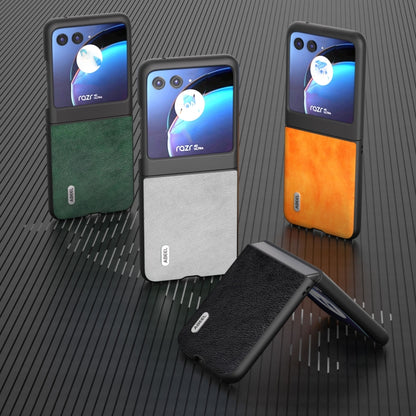 For Motorola Razr 40 Ultra ABEEL Dual Color Lichi Texture PU Phone Case(Green) - Motorola Cases by buy2fix | Online Shopping UK | buy2fix