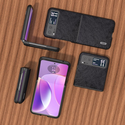 For Motorola Razr 40 ABEEL Dual Color Lichi Texture PU Phone Case(Black) - Motorola Cases by buy2fix | Online Shopping UK | buy2fix