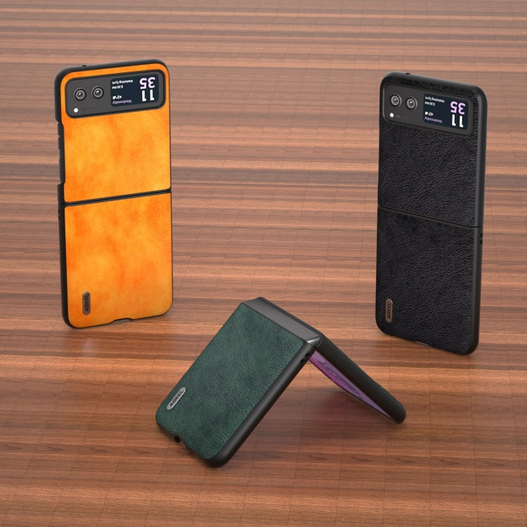 For Motorola Razr 40 ABEEL Dual Color Lichi Texture PU Phone Case(Black) - Motorola Cases by buy2fix | Online Shopping UK | buy2fix