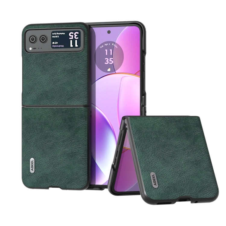 For Motorola Razr 40 ABEEL Dual Color Lichi Texture PU Phone Case(Green) - Motorola Cases by buy2fix | Online Shopping UK | buy2fix