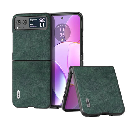 For Motorola Razr 40 ABEEL Dual Color Lichi Texture PU Phone Case(Green) - Motorola Cases by buy2fix | Online Shopping UK | buy2fix