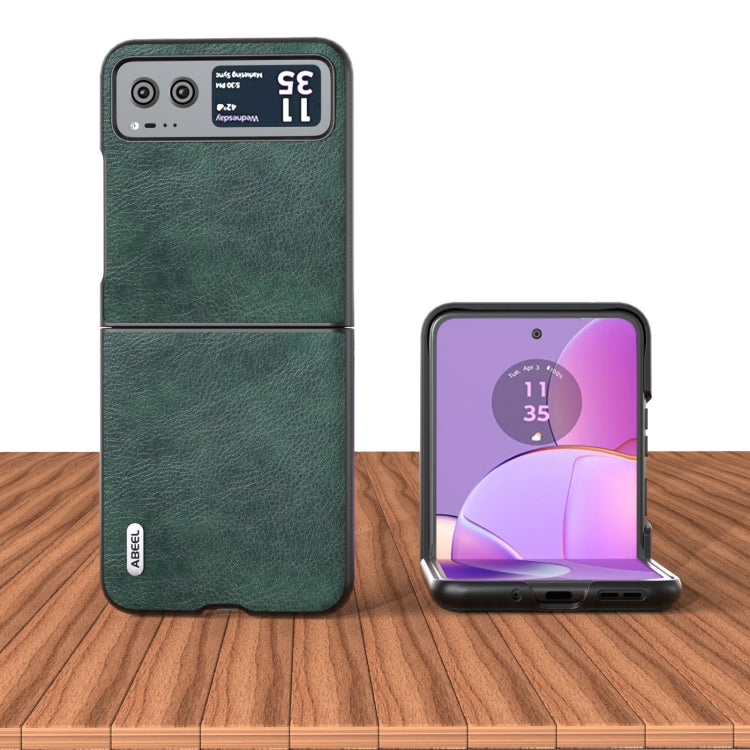 For Motorola Razr 40 ABEEL Dual Color Lichi Texture PU Phone Case(Green) - Motorola Cases by buy2fix | Online Shopping UK | buy2fix