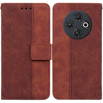 For Tecno Spark 30C Geometric Embossed Leather Phone Case(Brown) by buy2fix