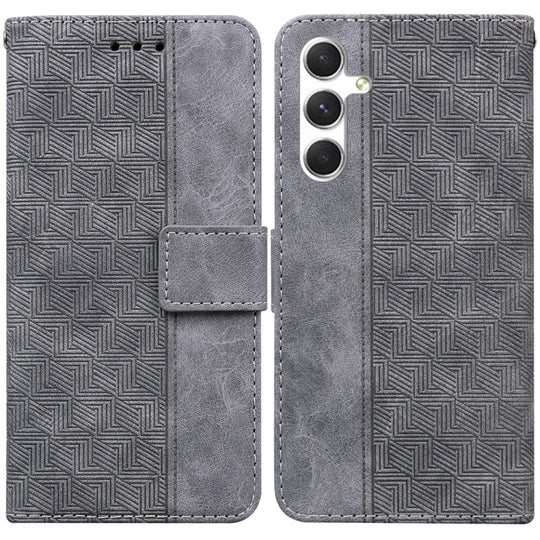 For Samsung Galaxy S24 5G Geometric Embossed Leather Phone Case(Grey)