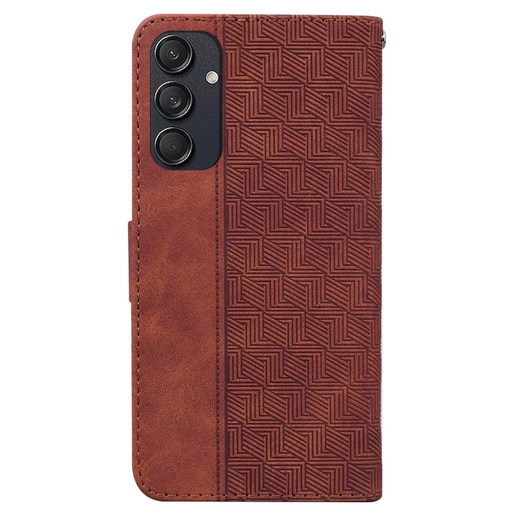 For Samsung Galaxy M55 Geometric Embossed Leather Phone Case(Brown) by buy2fix