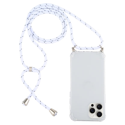 For iPhone 16 Pro Four-Corner Shockproof Transparent TPU Case with Lanyard(White Grey) by buy2fix