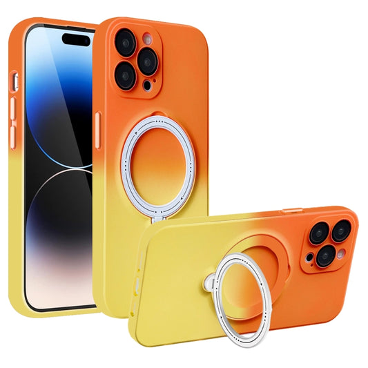 For iPhone 14 Pro Max Gradient TPU MagSafe Holder Phone Case(Orange Yellow) - iPhone 14 Pro Max Cases by buy2fix | Online Shopping UK | buy2fix