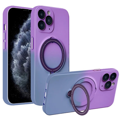 For iPhone 11 Pro Gradient TPU MagSafe Holder Phone Case(Deep Purple Gray) by buy2fix