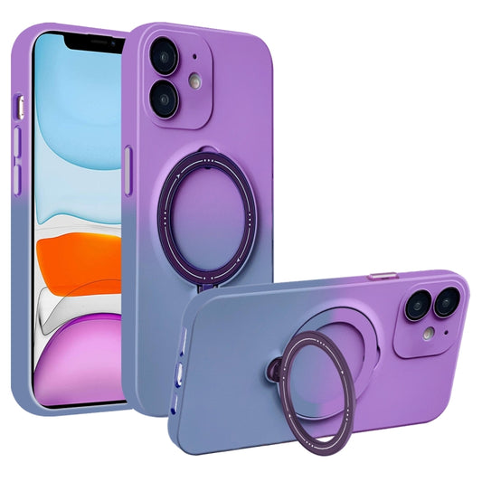 For iPhone 11 Gradient TPU MagSafe Holder Phone Case(Deep Purple Gray) by buy2fix